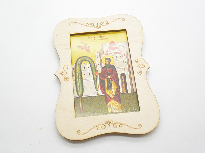 Μπομπονιέρα βάπτισης ξύλινη εικόνα με επιλογή Αγίου (22501099)
