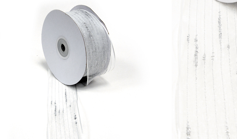 ΚΟΡΔΕΛΑ ΛΕΥΚΗ ΟΡΓΑΝΤΖΑ ΜΕ ΑΣΗΜΙ ΑΝΑΓΛΥΦΕΣ ΡΙΓΕΣ ΚΑΙ ΣΥΡΜΑ 3.8cm x 25Y 0501350