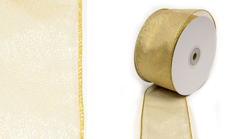 ΚΟΡΔΕΛΑ ΟΡΓΑΝΤΖΑ ΣΤΑΘΕΡΗ ΧΡΥΣΗ ΜΕ ΣΥΡΜΑ 6.3cm x 25Y 0501353