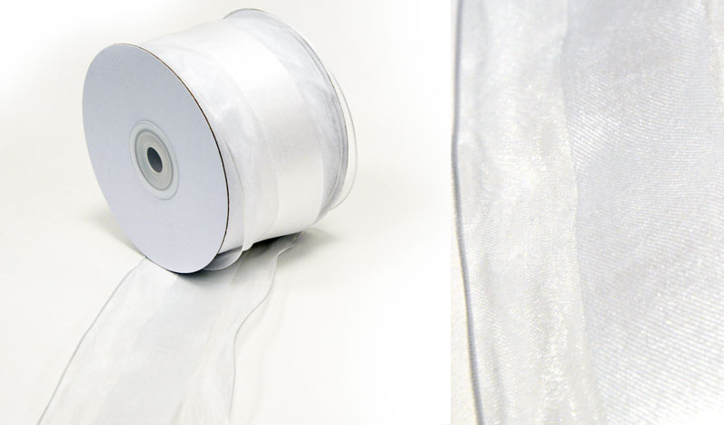 ΚΟΡΔΕΛΑ ΟΡΓΑΝΤΖΑ 2ΟΨΕΩΝ ΑΣΠΡH ΚΑΙ ΣΑΤΕΝ ΜΕ ΣΥΡΜΑ 6.3cm x 25Y 0501357