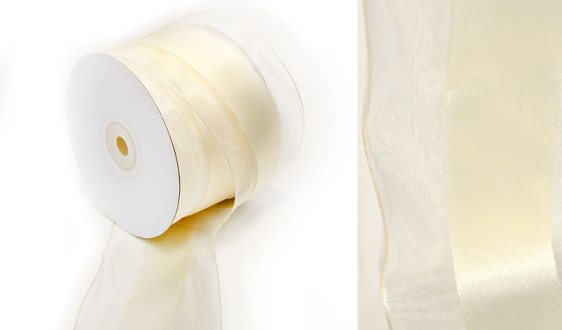 ΚΟΡΔΕΛΑ ΟΡΓΑΝΤΖΑ 2ΟΨΕΩΝ ΕΚΡΟΥ ΚΑΙ ΣΑΤΕΝ ΜΕ ΣΥΡΜΑ 6.3cm x 25Y 0501358