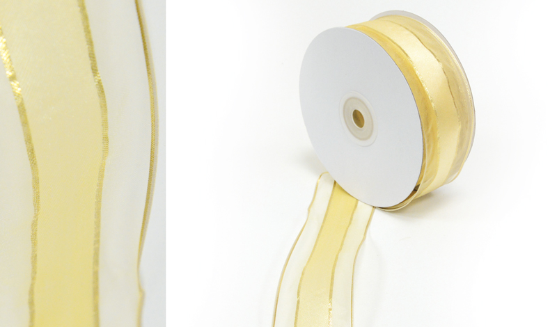 ΚΟΡΔΕΛΑ ΟΡΓΑΝΤΖΑ 2ΟΨΕΩΝ ΕΚΡΟΥ ΚΑΙ ΣΑΤΕΝ ΜΕ ΣΥΡΜΑ 3.8cm x 25Y 0501359