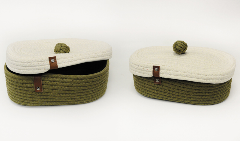 ΚΑΛΑΘΙ ΟΒΑΛ BOHO ΒΑΜΒΑΚΕΡΟ ΜΕ ΚΑΠΑΚΙ 30cm x 15cm x 11cm 0502366