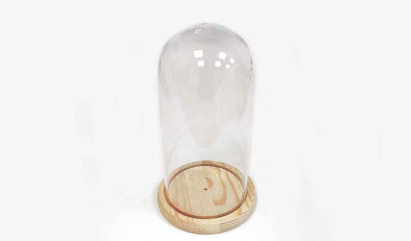 ΚΑΜΠΑΝΑ ΓΥΑΛΙΝΗ ΣΕ ΞΥΛΙΝΗ ΒΑΣΗ 18cm 0503219