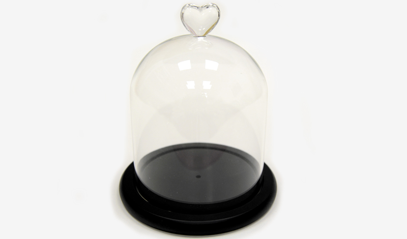 ΚΑΜΠΑΝΑ ΓΥΑΛΙΝΗ ΚΑΡΔΙΑ ΣΕ ΞΥΛΙΝΗ ΜΑΥΡΗ ΒΑΣΗ ΜΕΓΑΛΗ 15cm 0503262