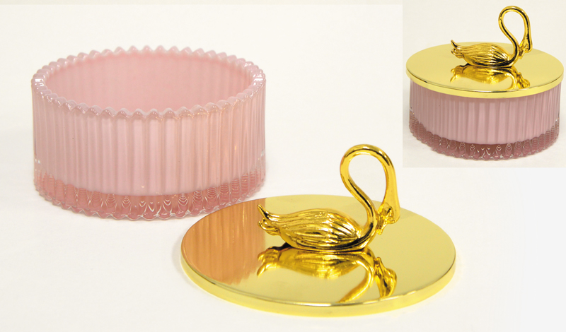 ΦΟΝΤΑΝΙΕΡΑ ΓΥΑΛΙΝΗ ΜΕ ΧΡΥΣΟ ΚΑΠΑΚΙ ΚΥΚΝΟΣ FH-CY2210 10.5cm x 8cm 0503285