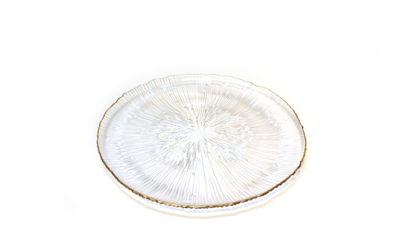 ΓΥΑΛΙΝΗ ΑΝΑΓΛΥΦΗ ΠΙΑΤΕΛΑ 21cm ΜΕ ΧΡΥΣΟ ΧΕΙΛΟΣ 0503384