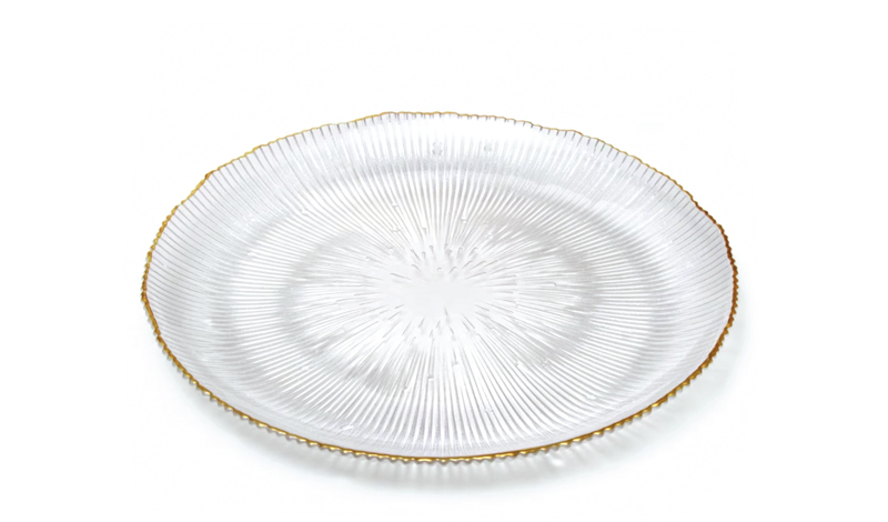 ΓΥΑΛΙΝΗ ΑΝΑΓΛΥΦΗ ΠΙΑΤΕΛΑ 27cm ΜΕ ΧΡΥΣΟ ΧΕΙΛΟΣ 0503385
