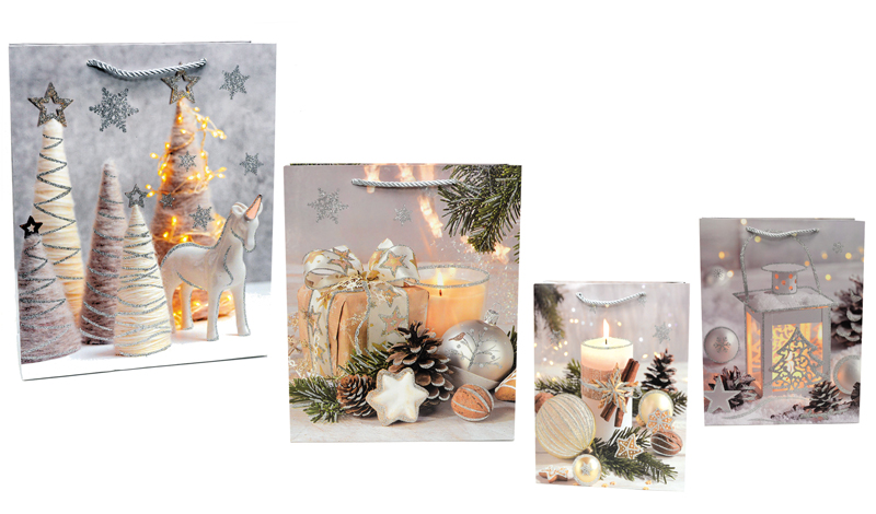 ΤΣΑΝΤΕΣ ΜΙΚΡΕΣ ΧΡΙΣΤΟΥΓΕΝΝΙΑΤΙΚΕΣ ΜΕ ΑΣΗΜΙ ΓΚΛΙΤΕΡ 18cm x 24cm 0530118