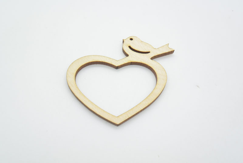Ξύλινο Διακοσμητικό καρδιά πουλάκι (500140)