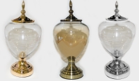 ΒΑΖΟ ΓΥΑΛΙΝΟ ΜΕΤΑΛΛΙΚΟ ΚΑΠΑΚΙ ΚΑΙ ΠΟΔΙ TG003 39cm x 23cm 0503159